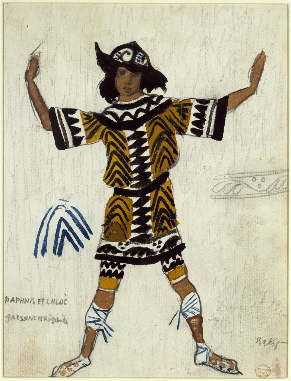 Pukusuunnittelu M. Ravelin balettiin Daphnis et Chloé, 1912 tekijältä Leon Bakst
