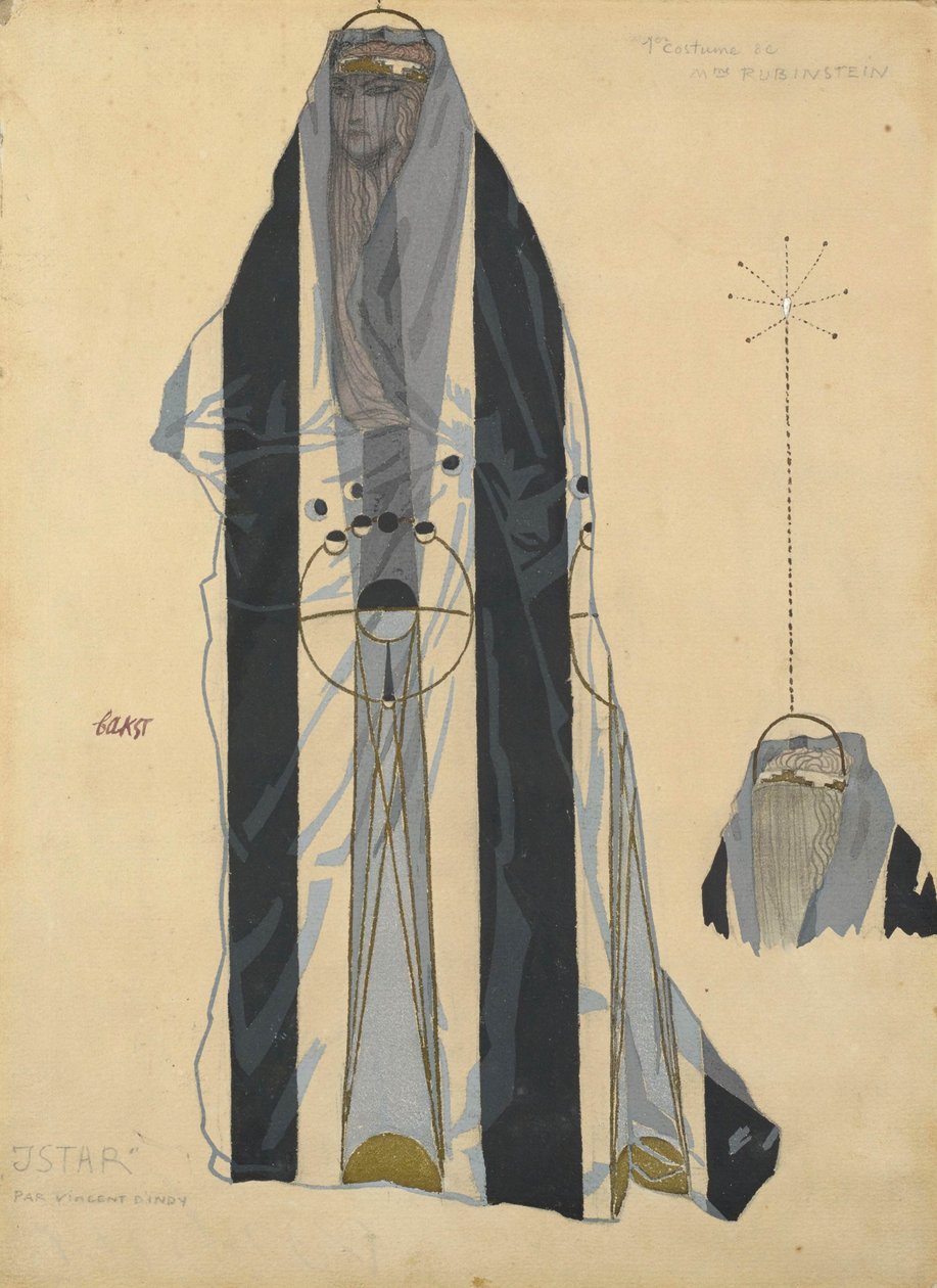 Pukusuunnittelu Bohuslav Martinun balettiin Istar, n. 1922. tekijältä Leon Bakst