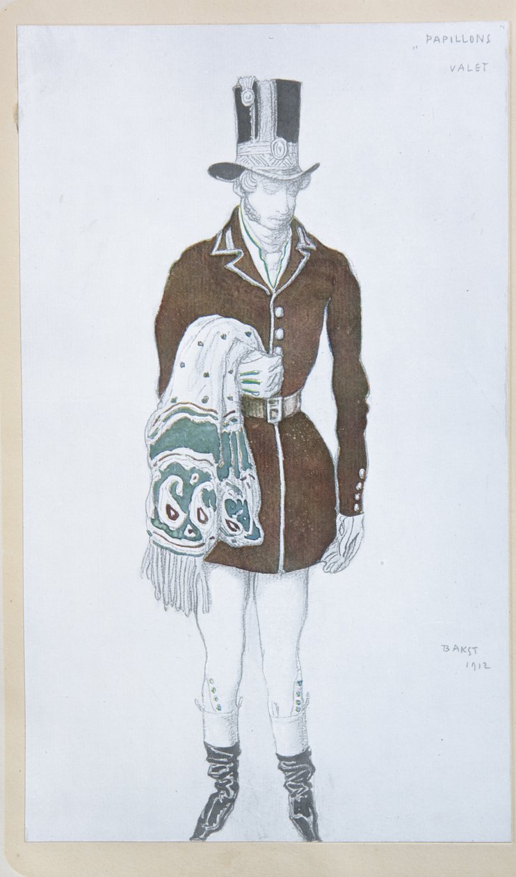 Pukusuunnittelu Robert Schumannin balettiin Les Papillons, 1912 tekijältä Leon Bakst
