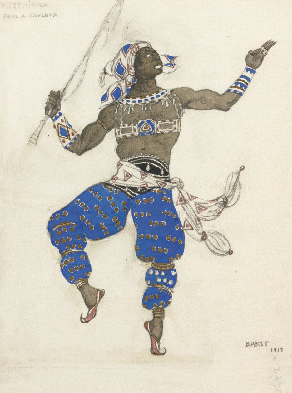 Pukusuunnittelu baletti Oriental Fantasy Ballet Hindu, 1913 tekijältä Leon Bakst