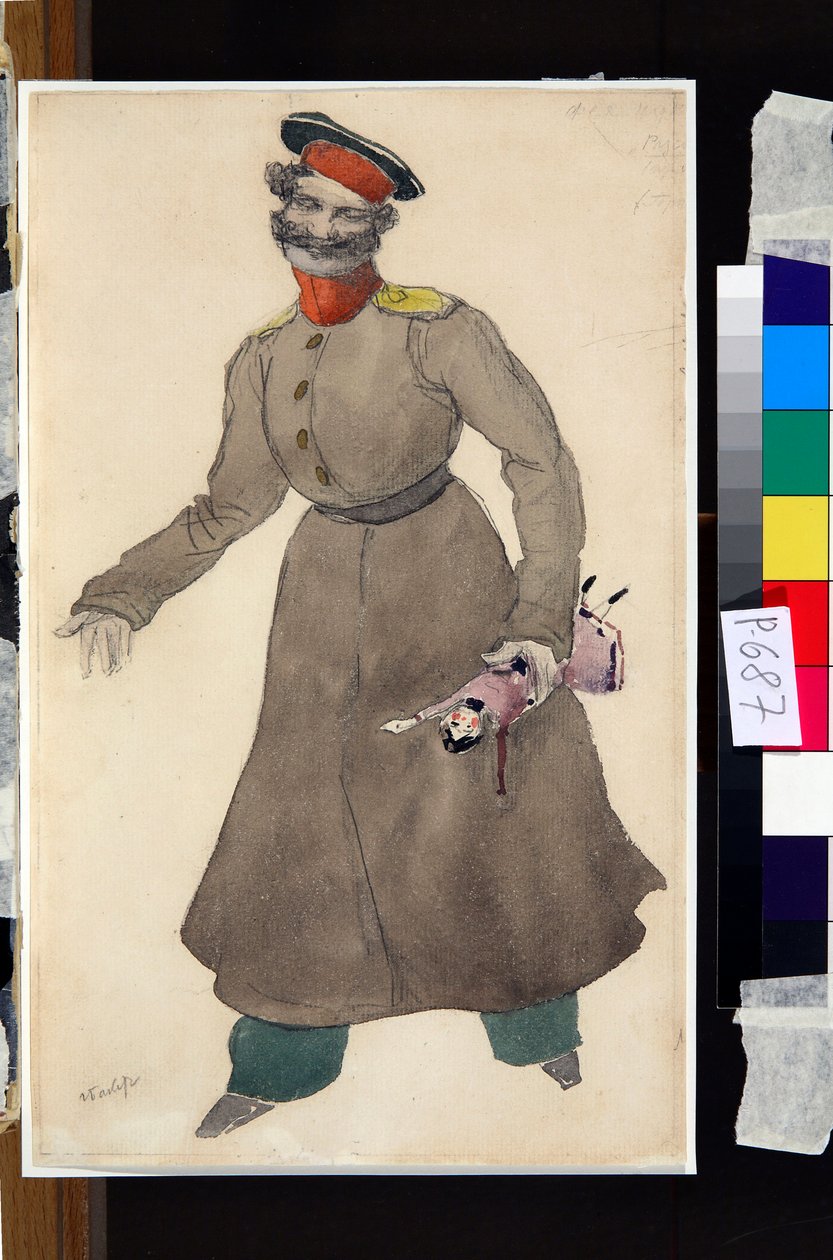 Pukusuunnittelu J. Bayerin balettiin The Fairy Doll tekijältä Leon Bakst
