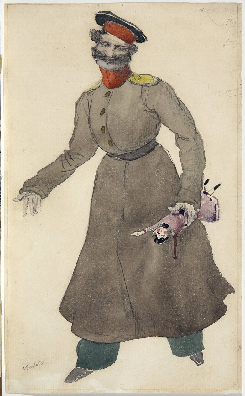 Pukusuunnittelu J. Bayerin balettiin The Fairy Doll, 1903 tekijältä Leon Bakst