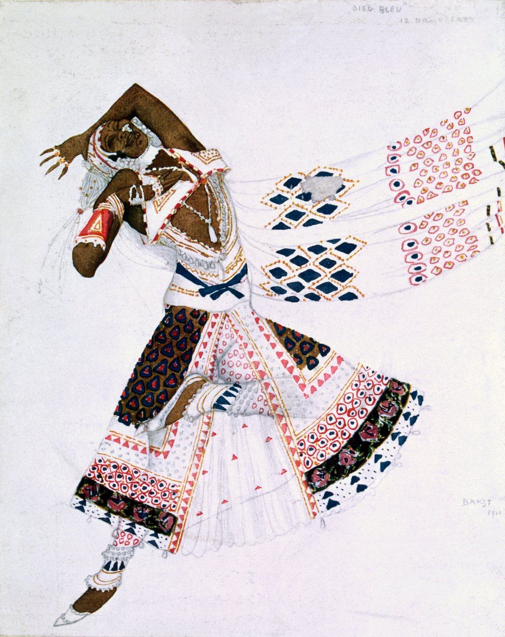Pukusuunnittelu Le Dieu Bleusta, 1911 tekijältä Leon Bakst