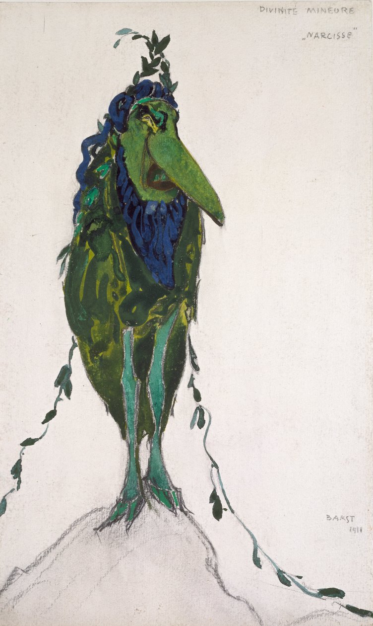 "La Divinite Mineure" -asu elokuvalle "Narcisse", 1911 tekijältä Leon Bakst