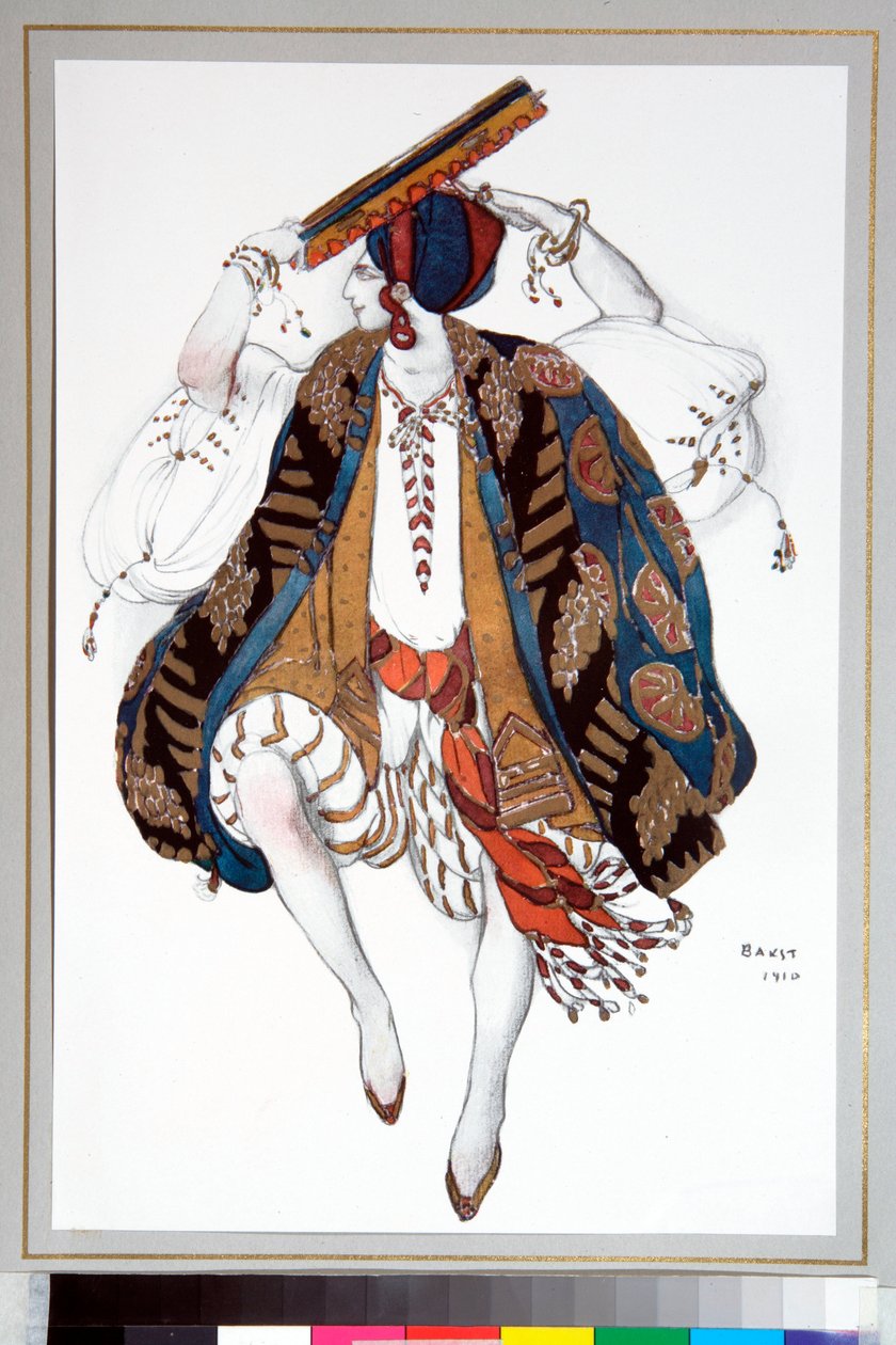""Jewish Dancer"" Leon Bakstin (1866-1924) suunnittelema puku Ballets Russes -balettiin ""Cleopatre"" tekijältä Leon Bakst