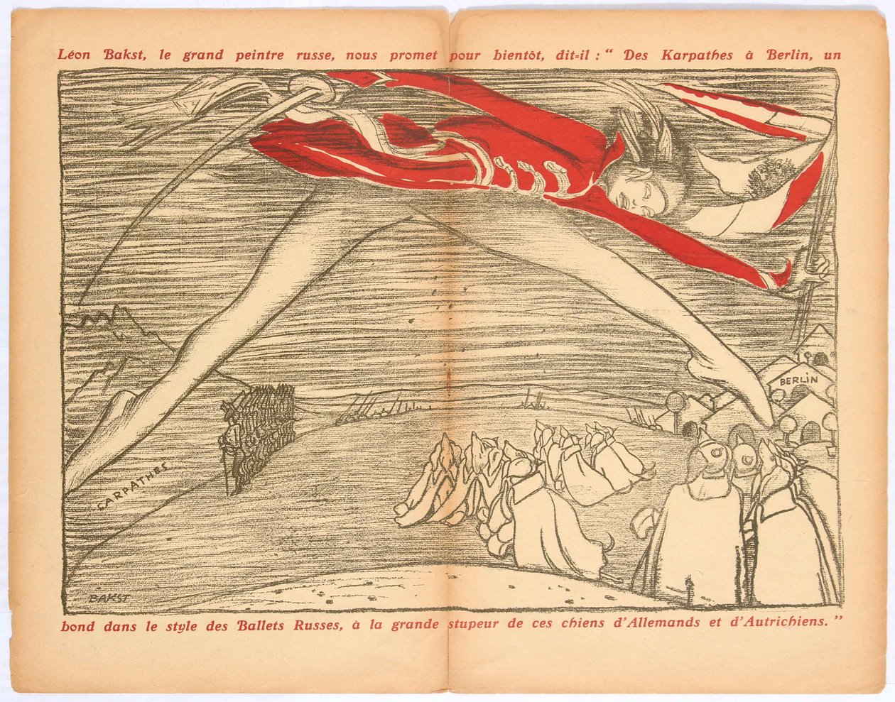 Karpaateista Berliiniin, harppaus venäläisten balettien tyyliin..., n. 1915. tekijältä Leon Bakst