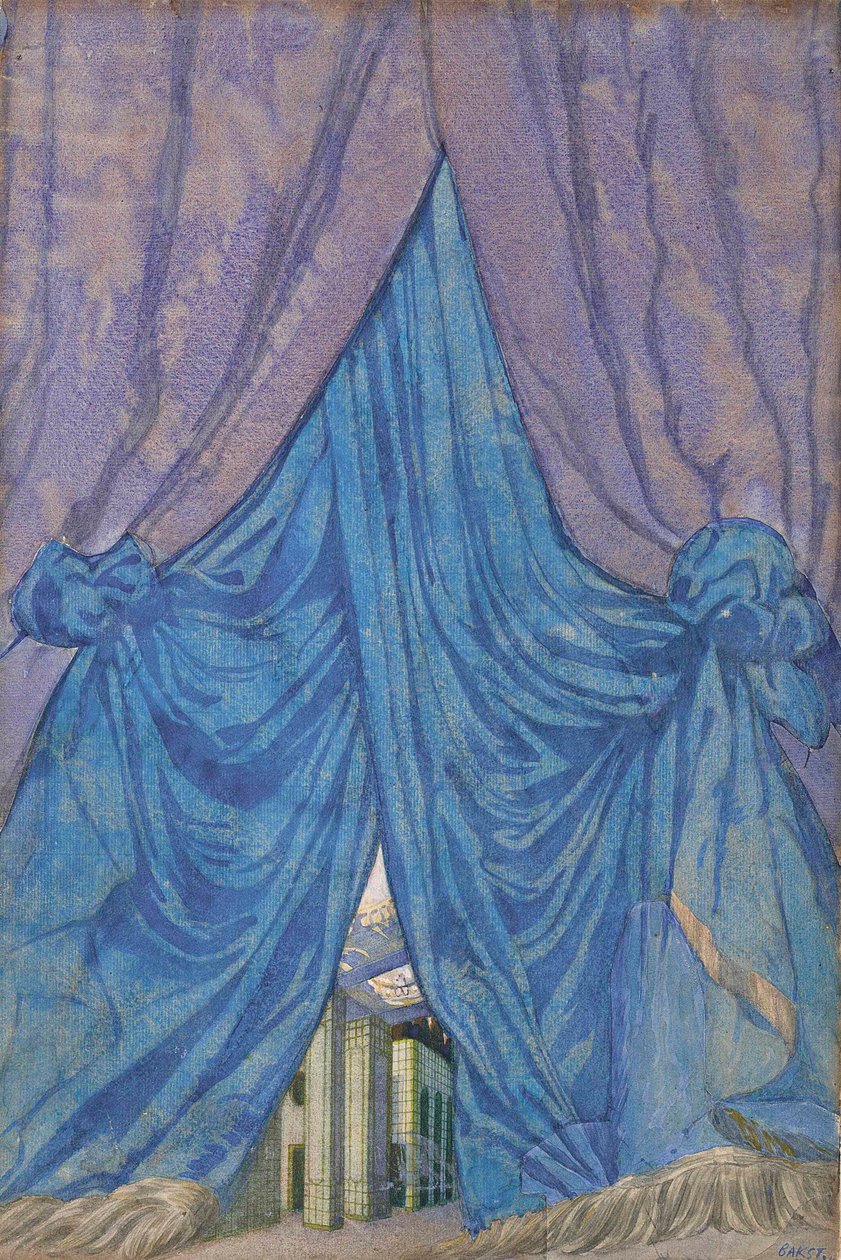 Verhon suunnittelu P. Tšaikovskin baletti Prinsessa, 1921. tekijältä Leon Bakst
