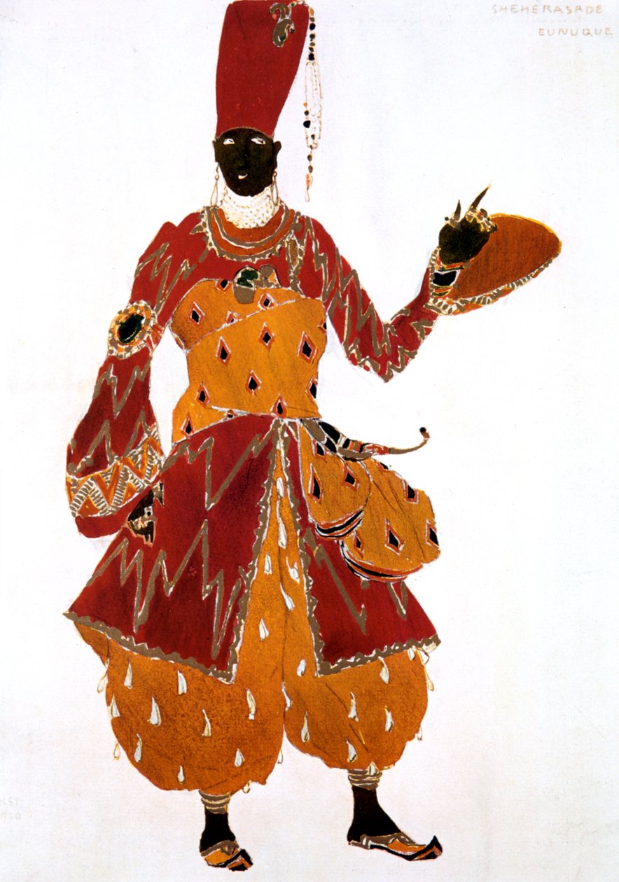 Eunukki-pukusuunnittelu baletti Scheherazade, 1910 tekijältä Leon Bakst