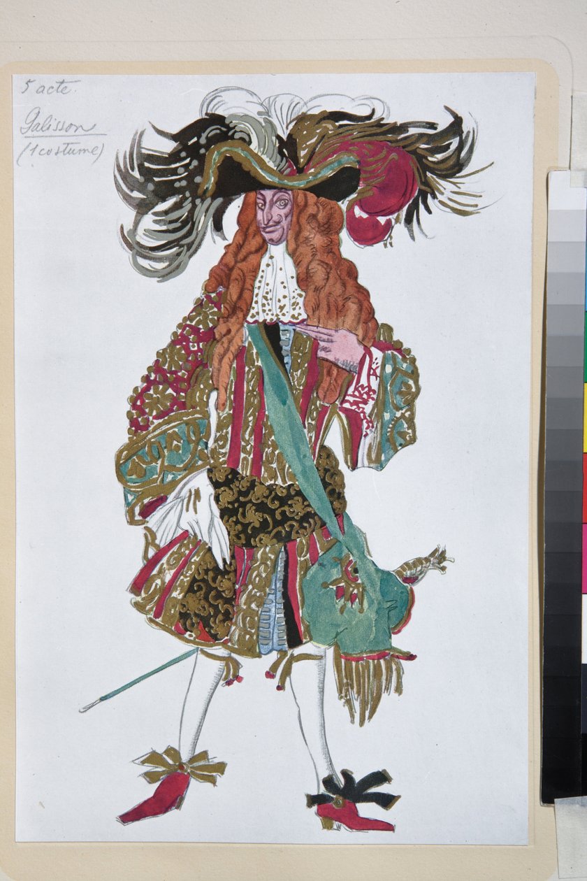 Galisson, puku Piotr Tšaikovskin balettiin Prinsessa - Leon Bakstin (1866-1924) teos, litografia 1921 - (Galisson, pukusuunnittelu Tšaikovskin balettiin Nukkuva kaunotar, Leon Bakst, värilitografia tekijältä Leon Bakst