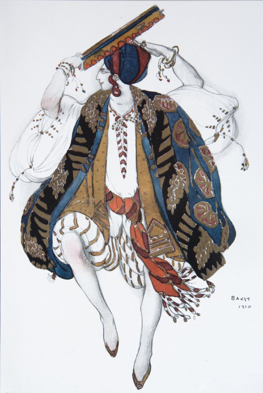 Juutalainen tanssi. Pukusuunnittelu balettiin Cléopatre, 1910 tekijältä Leon Bakst