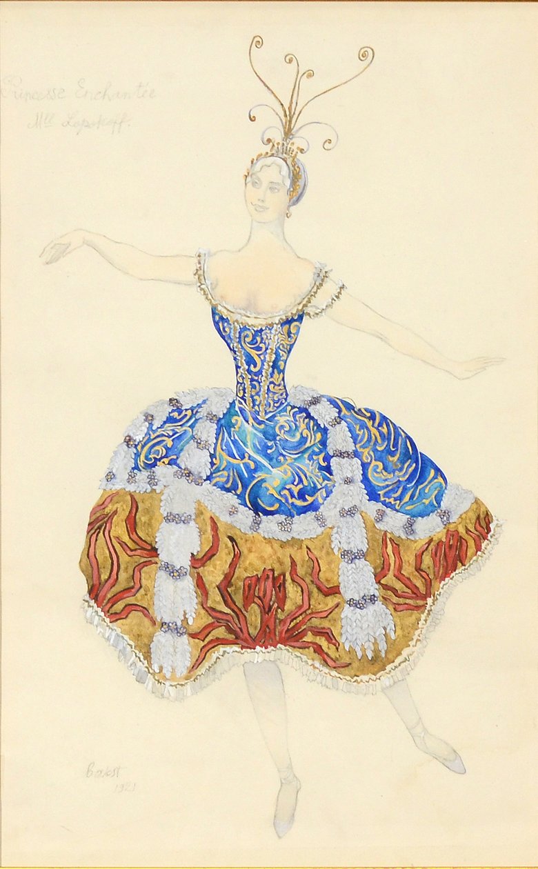 Lumottu prinsessa. Pukusuunnittelu balettiin Nukkuva prinsessa, 1921 tekijältä Leon Bakst