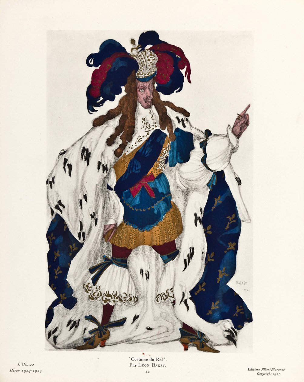 ""Le roi"" puku de Leon Bakst pour le balet ""La belle au bois dormant de Piotr Tchaikovski (1840-1893) (Kuningas, Pukusuunnittelu baletille Sleeping Beauty by P Tchaikovsky - Bakst, Leon (1866-1924) ) - 1921 - Värilitografia) Yksityinen kokoelma tekijältä Leon Bakst