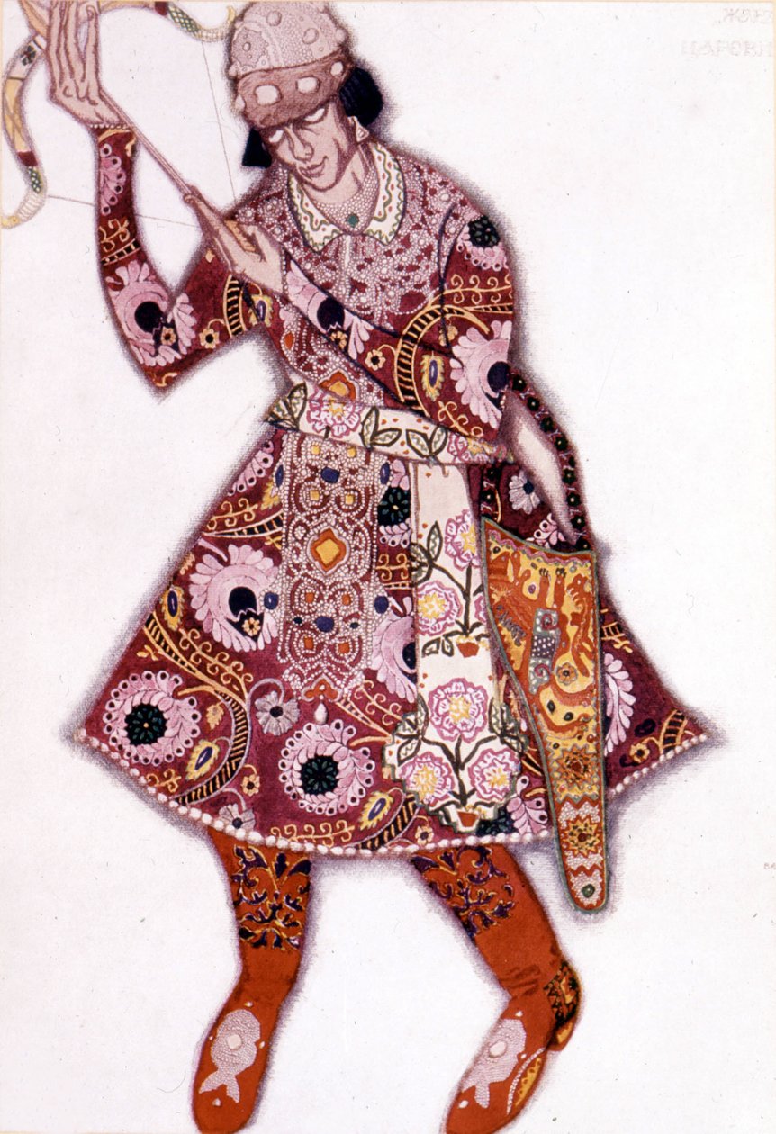 Léon Bakst-asu Stravinskyn teokseen "The Firebird" Pariisin oopperassa, kesäkuu 1910 tekijältä Leon Bakst