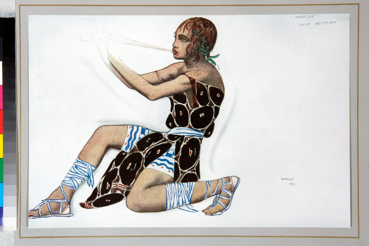 "Narcisse" Leon Bakstin (1866-1924) suunnittelema puku Nicolas Tcherepninen (1873-1945) balettiin "Narcisse" tekijältä Leon Bakst
