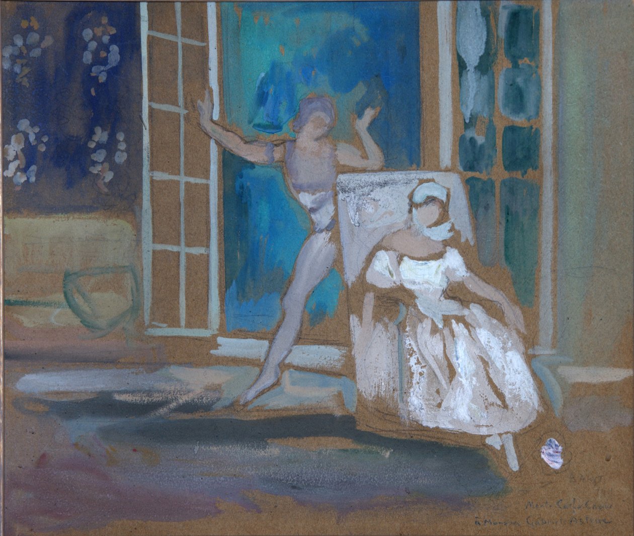 Nijinsky ja Karsavina baletissa Le Spectre de la Rose, 1911 tekijältä Leon Bakst