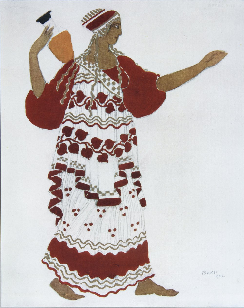 Nymfi. Pukusuunnittelu C. Debussyn balettiin The Afternoon of a Faun, 1912 tekijältä Leon Bakst