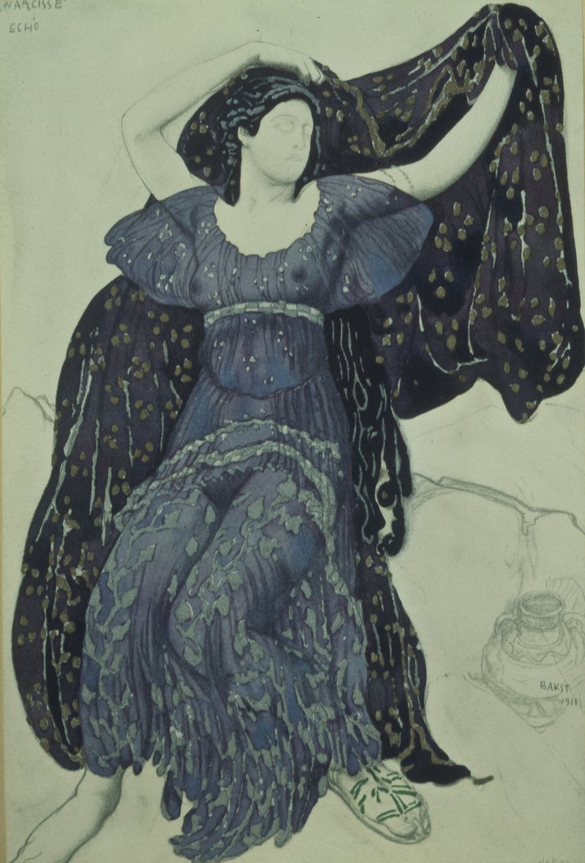 Nymfi Echo. Pukusuunnittelu N. Tcherepninin balettiin Narcisse, 1911 tekijältä Leon Bakst