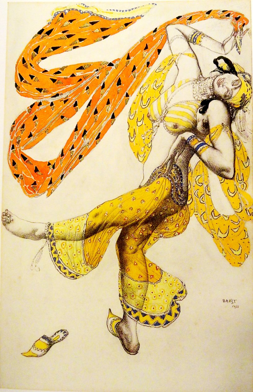 Odalistinen. Pukusuunnittelu N. Rimski-Korsakovin balettiin Sheherazade, 1910 tekijältä Leon Bakst