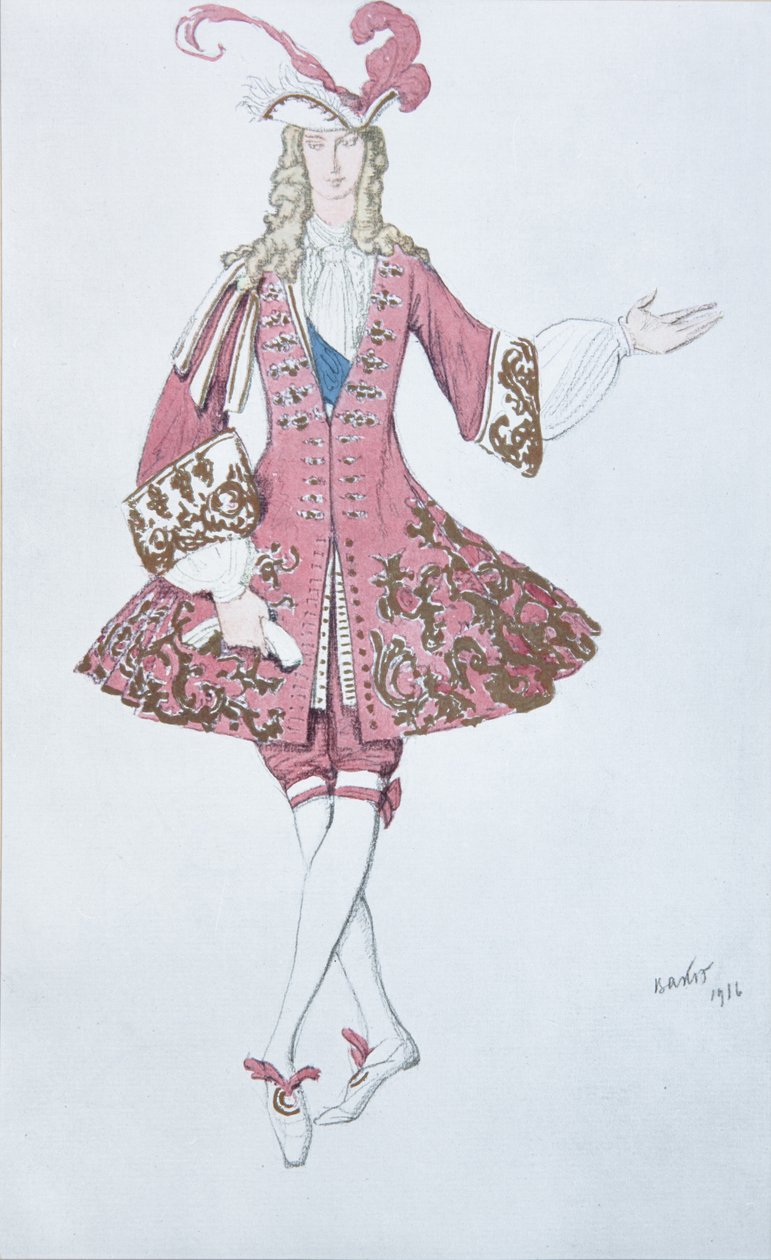 Sivu de la prinsessa. Pukusuunnittelu P. Tšaikovskin balettiin Prinsessa, 1916 tekijältä Leon Bakst