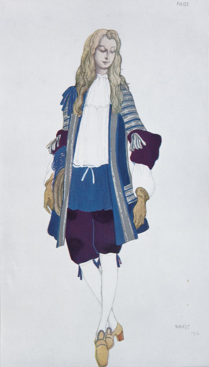 Sivu de la prinsessa. Pukusuunnittelu P. Tšaikovskin balettiin Prinsessa, 1916 tekijältä Leon Bakst