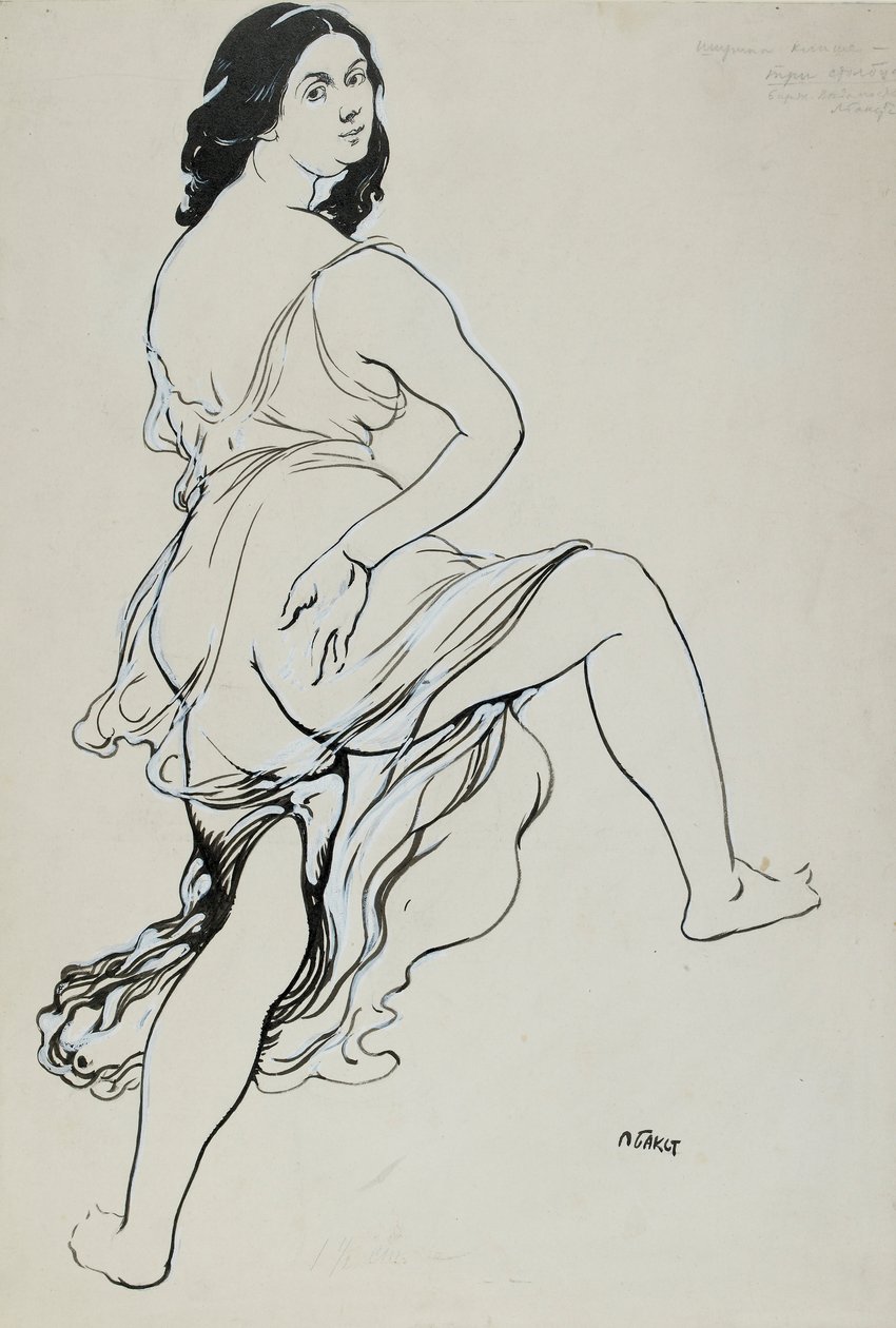 Muotokuva Isadora Duncanista tanssivasta, 1900-luvun alku tekijältä Leon Bakst