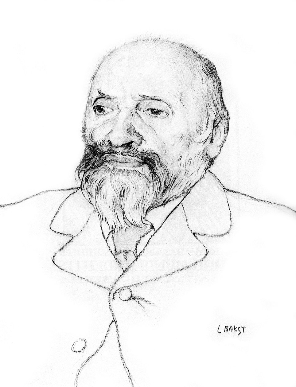Muotokuva venäläisestä säveltäjästä Mily Balakirevista, 1907. tekijältä Leon Bakst