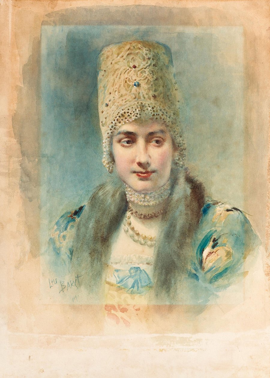 Muotokuva tytöstä, jolla on kokoshnik tekijältä Leon Bakst