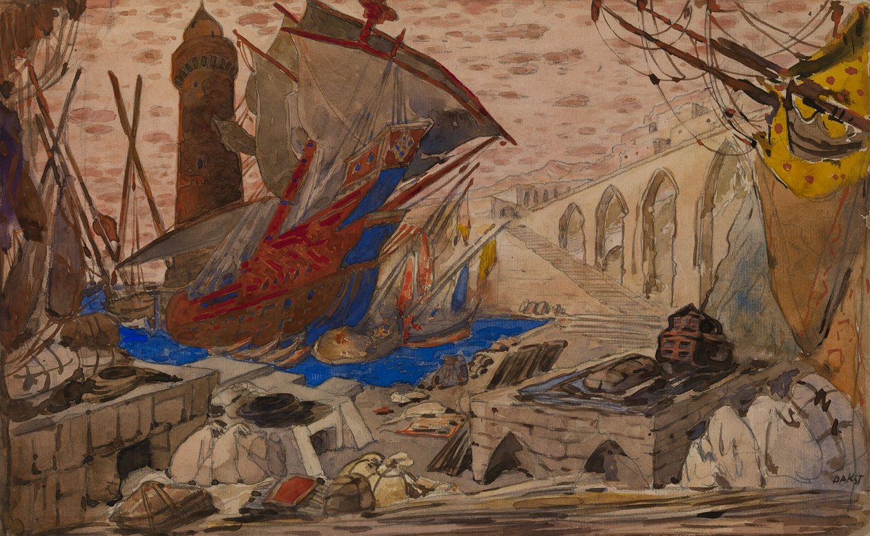 La Pisanelle tai Parfumed Death -lavastus, Gabriele dAnnunzio, 1913 tekijältä Leon Bakst