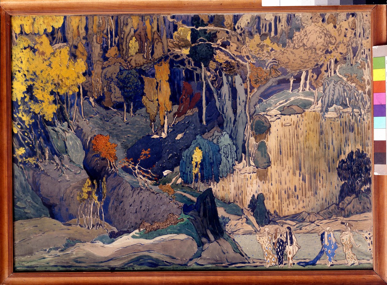 Lavastus elokuvalle "Prelude to the Afternoon of a Faun", 1912 tekijältä Leon Bakst