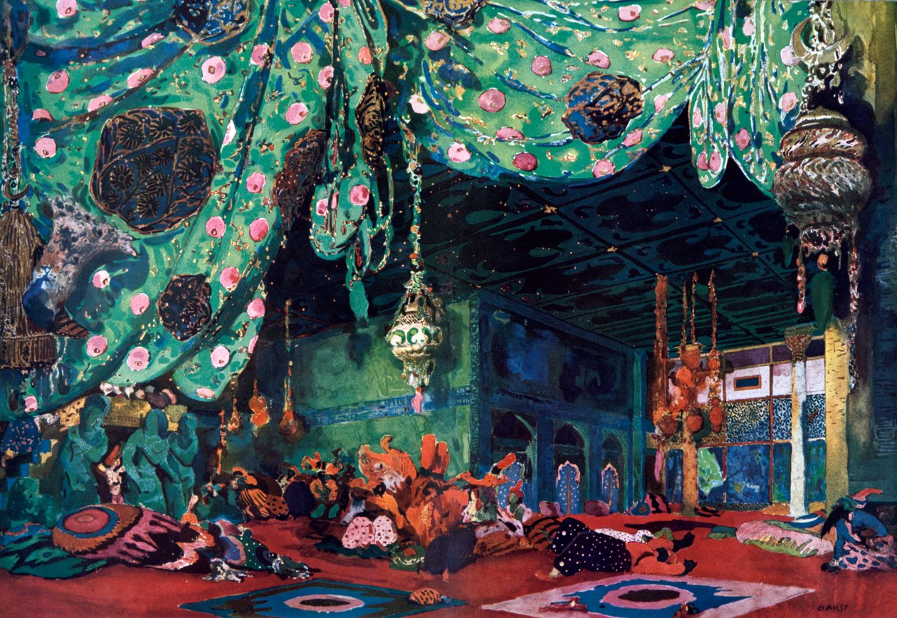 Lavastus baletille Scheherazade, c1913 tekijältä Leon Bakst