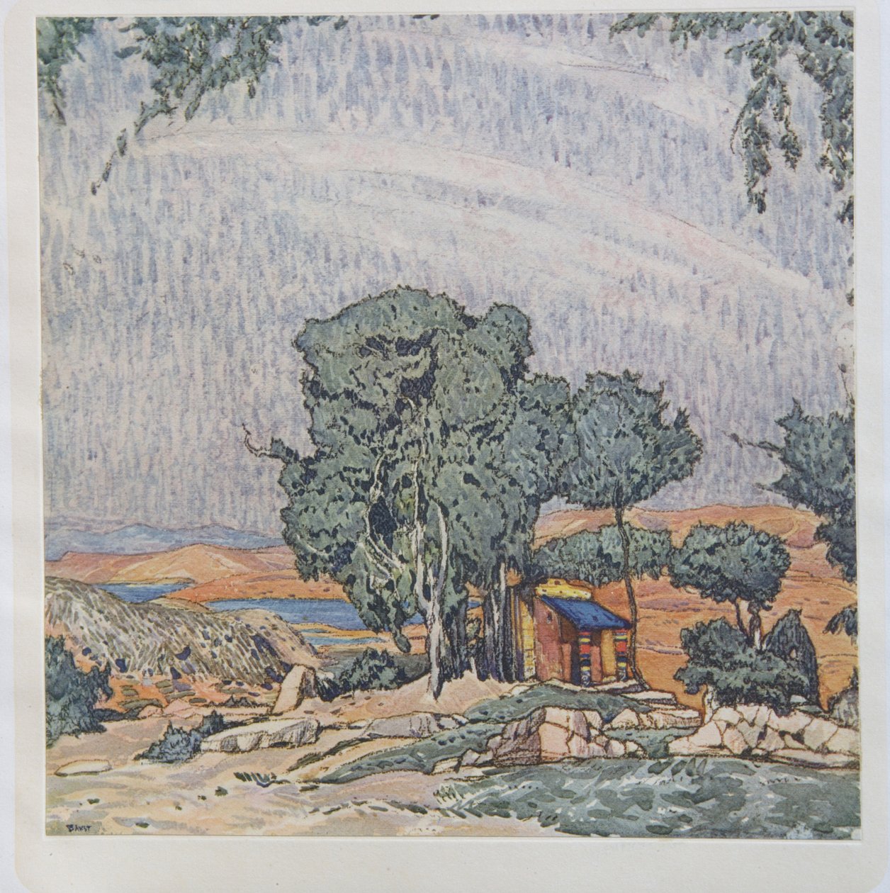Lavastus E. Verhaerenin ja D. de Séveracin balettiin Hélène de Sparte, 1912 tekijältä Leon Bakst