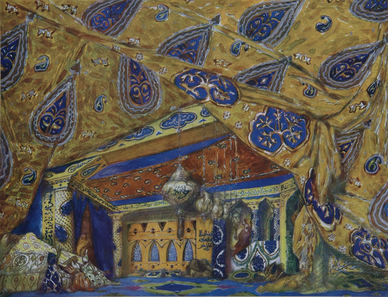 Lavastus Ippolitov-Ivanovin ja Mussorgskin balettiin Oriental Fantasy, 1913 tekijältä Leon Bakst