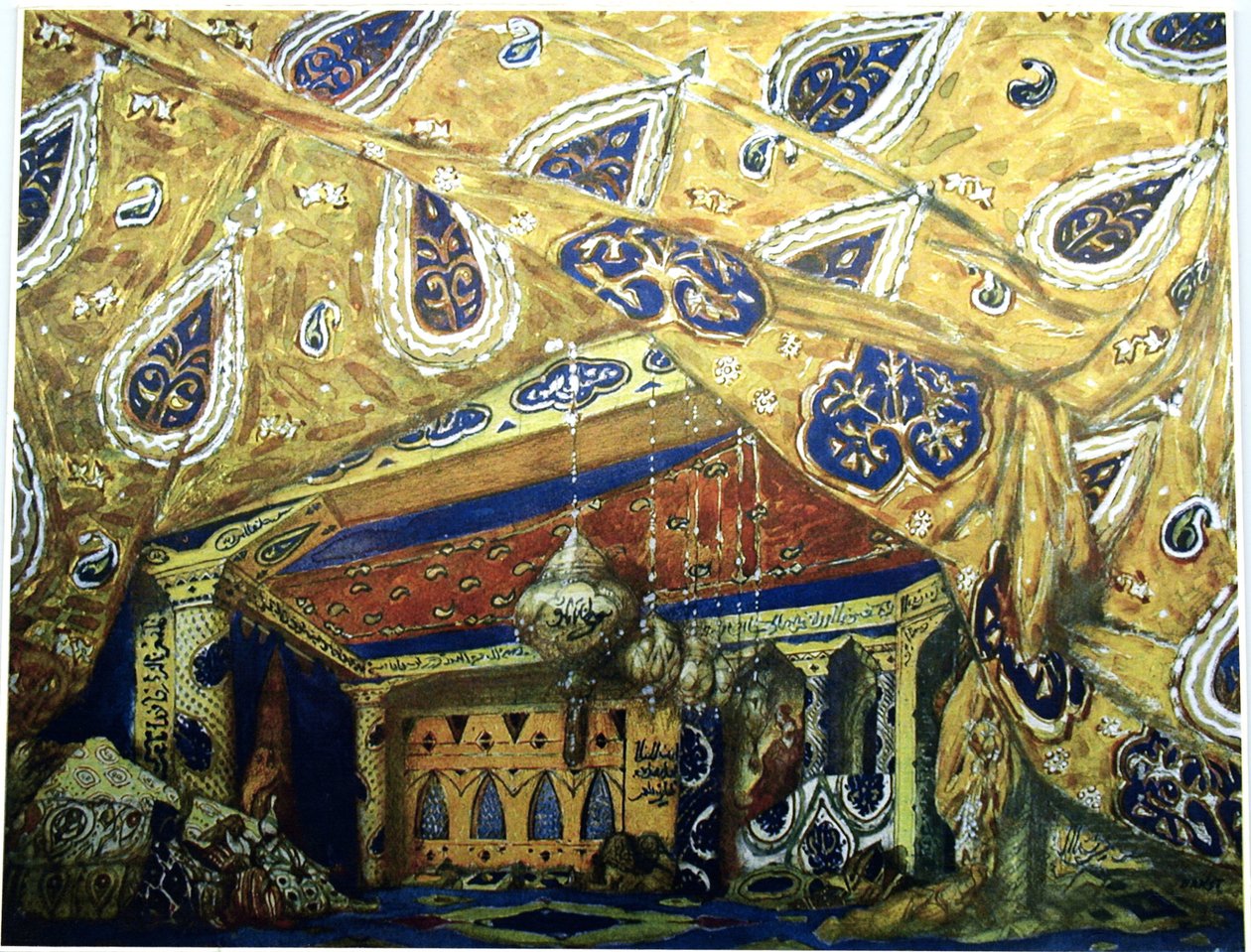 Lavastus N. Rimski-Korsakovin balettiin Sheherazade, 1910 tekijältä Leon Bakst