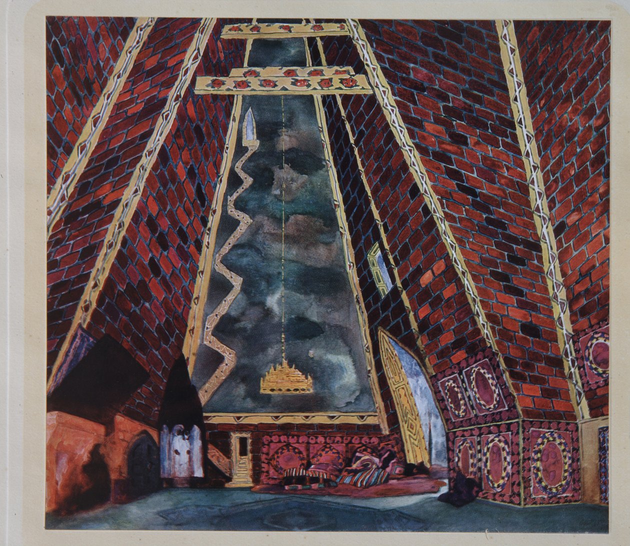 Lavastus M.A. Balakirevin baletille Thamar, 1912 tekijältä Leon Bakst