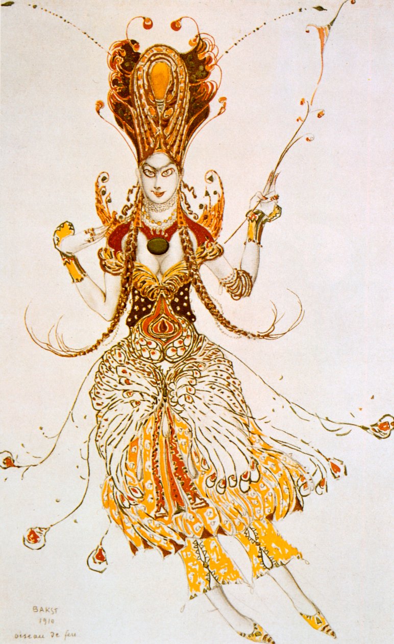 The Firebird, pukusuunnittelu Stravinskyn balettiin The Firebird, 1910 tekijältä Leon Bakst