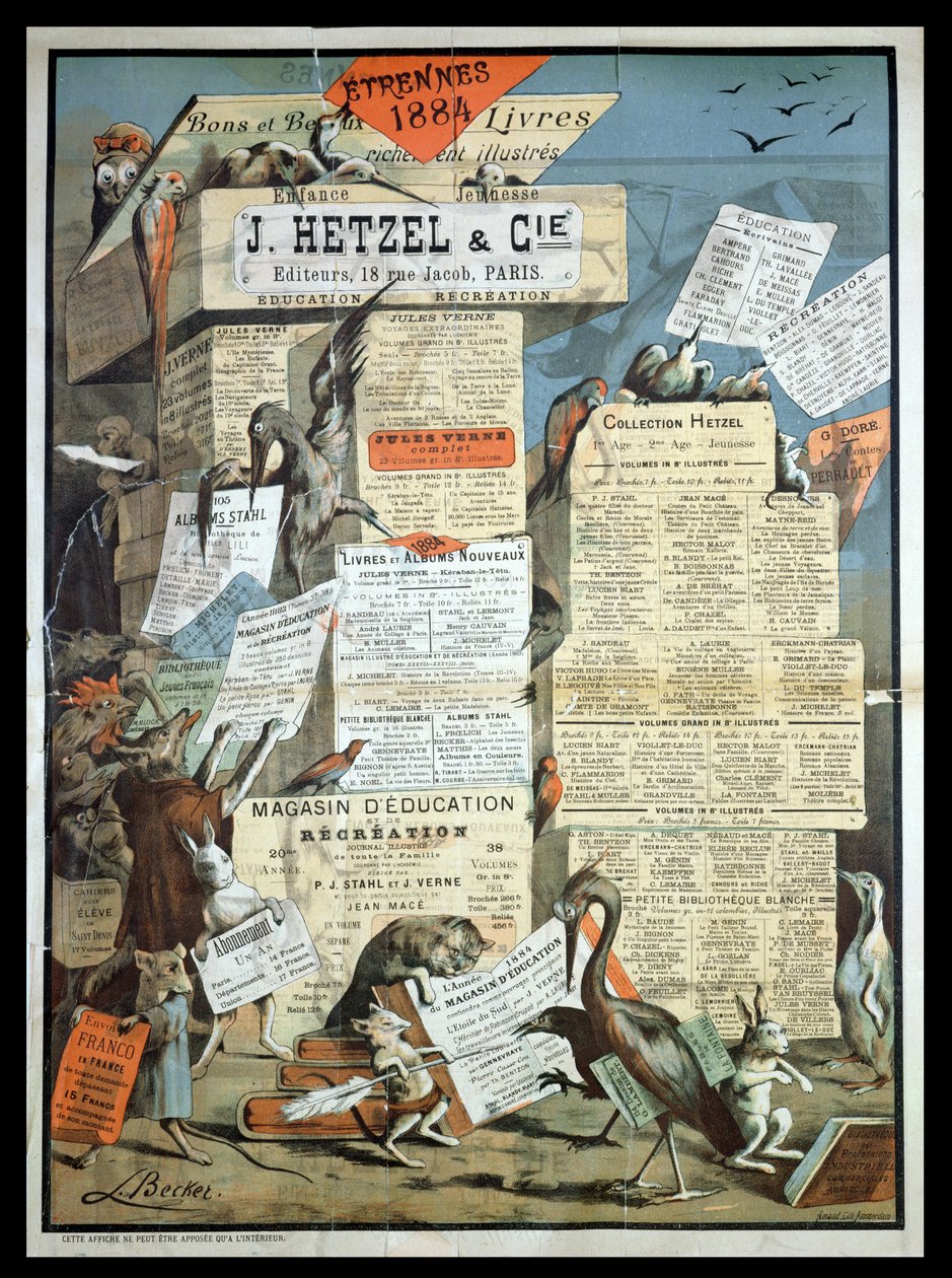 Mainos Hetzel-kustantamolle Le Monde Illustresta, joulukuu 1883 tekijältä Leon Becker