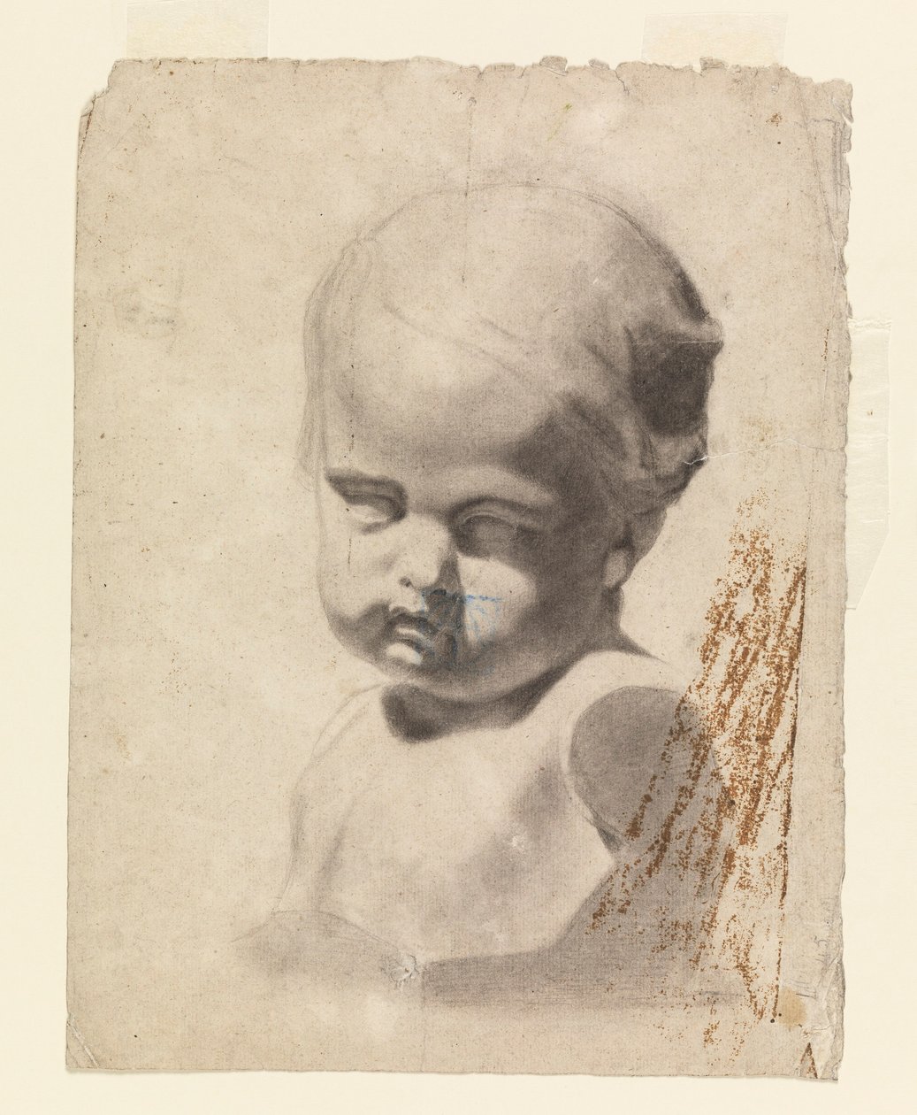 Piirustus, Lapsen rintakuva (kipsivaloksesta), 1881-92. tekijältä Leon Dabo