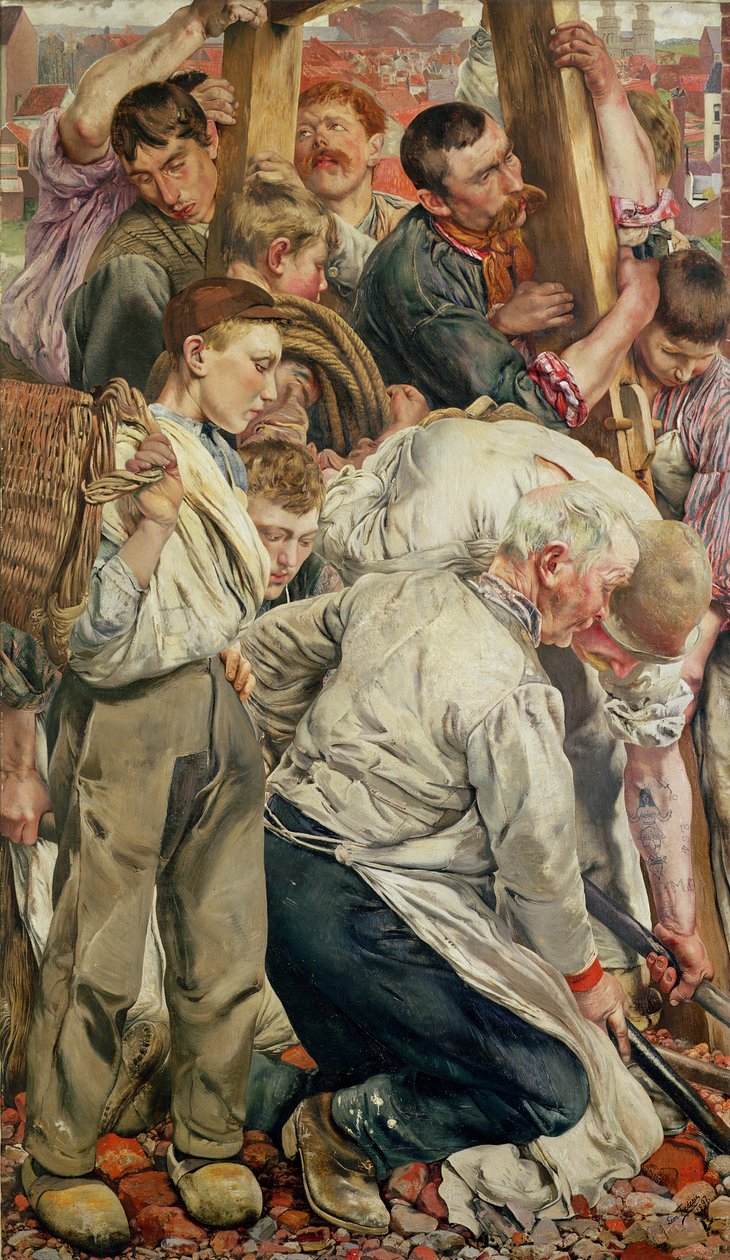 Miehet, vasen paneeli The Age of the Workerista tekijältä Leon Henri Marie Frederic