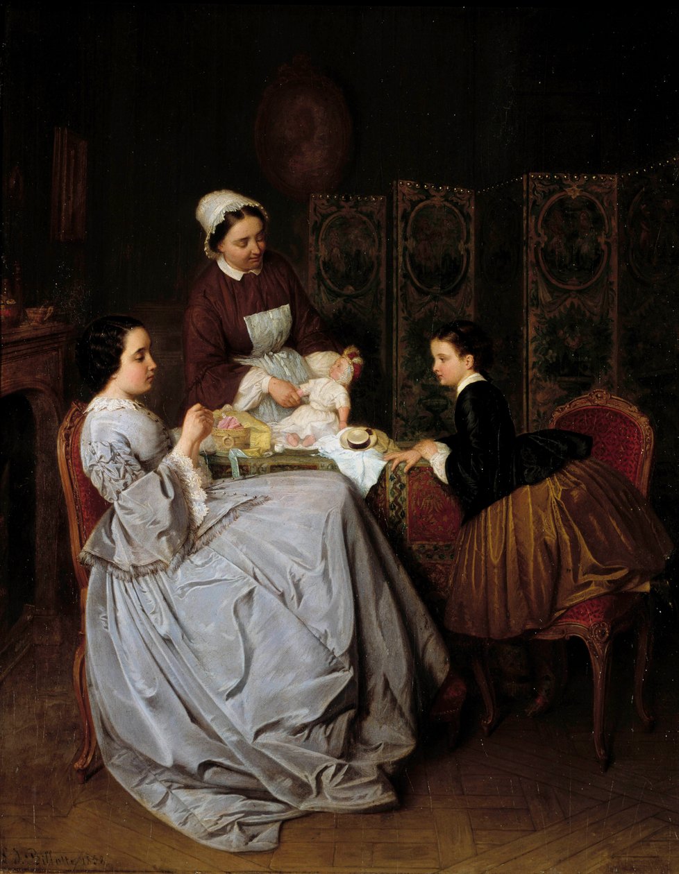 La couture -maalaus Leon Billotte (1815-1886) 1800-luku Yksityinen kokoelma tekijältä Leon Joseph Billotte