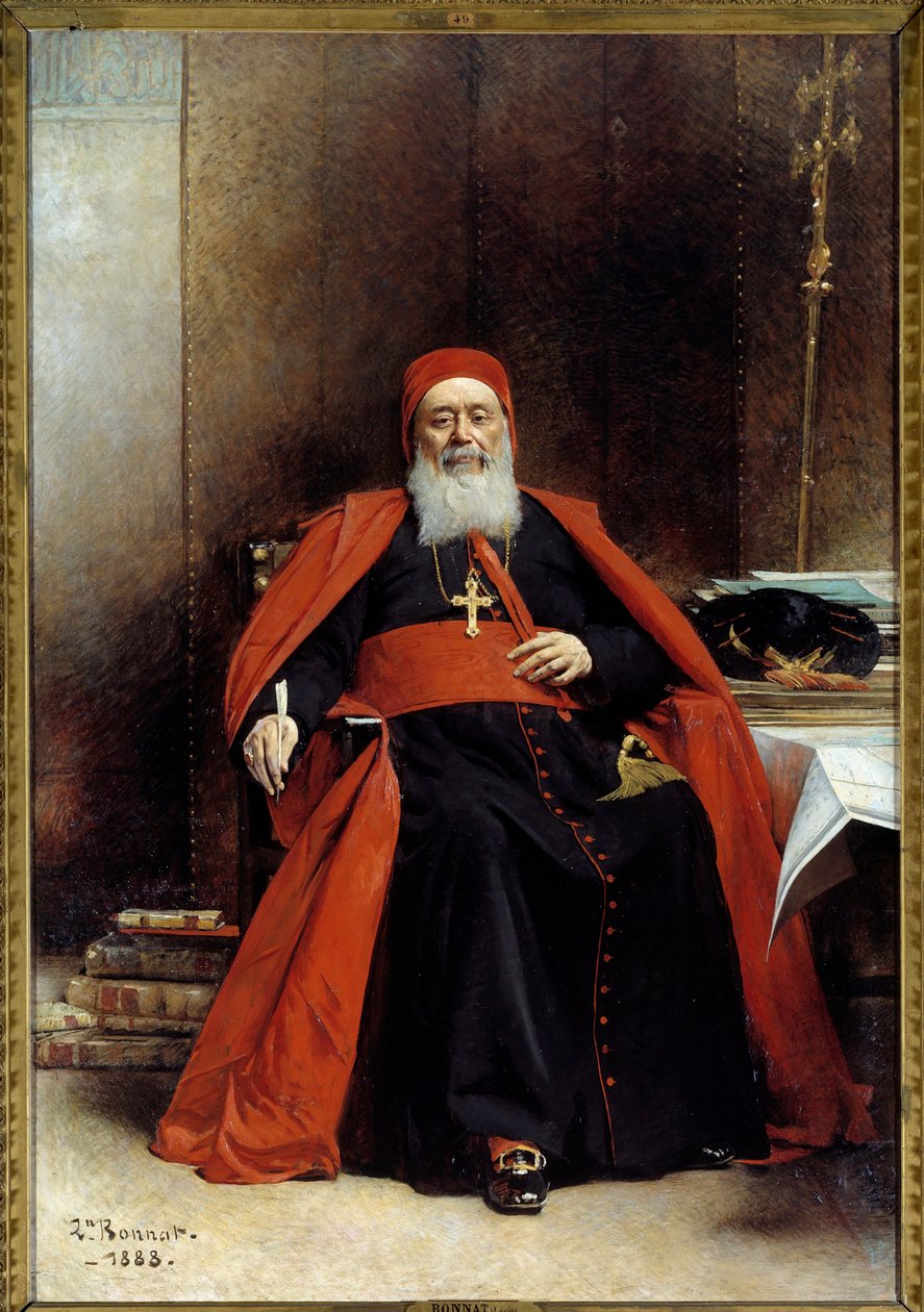 Muotokuva Charles Lavigerien (1825-1892) jalassa. Algerin arkisto, Afrikan kardinaali kädellinen Leon Joseph Bonnatin (1833-1922) maalaus 1888 su. 2,39 x 1,64 m tekijältä Leon Joseph Florentin Bonnat
