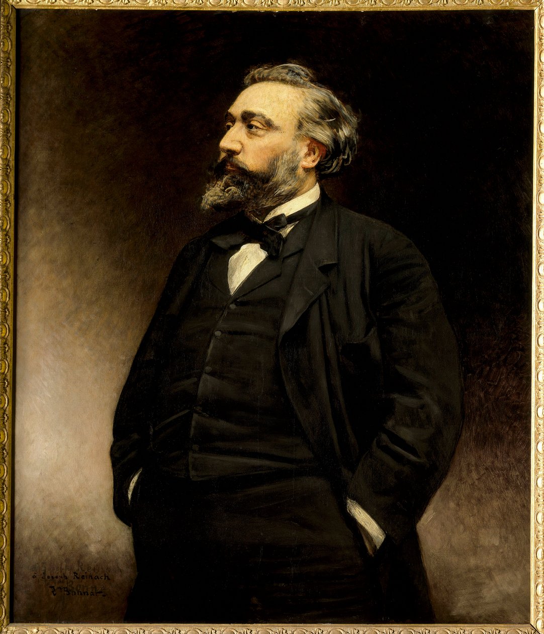 Ranskalaisen poliitikon Leon Gambettan (1838 - 1882) muotokuva. Leon Joseph Bonnatin (1833 - 1922) maalaus (h s/t 1,15 x 1). - Ranskalaisen poliitikon Leon Gambettan (1838-1882) muotokuva. Leon Joseph Bonnatin (1833-1922) maalaus. Versaillen linnamuseo tekijältä Leon Joseph Florentin Bonnat