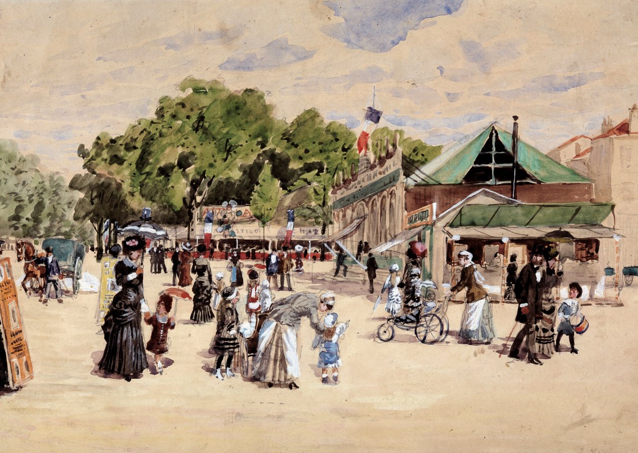 Kävely messualueelle. Leon Joseph Voirinin (1833-1887) maalaus tekijältä Leon Joseph Voirin
