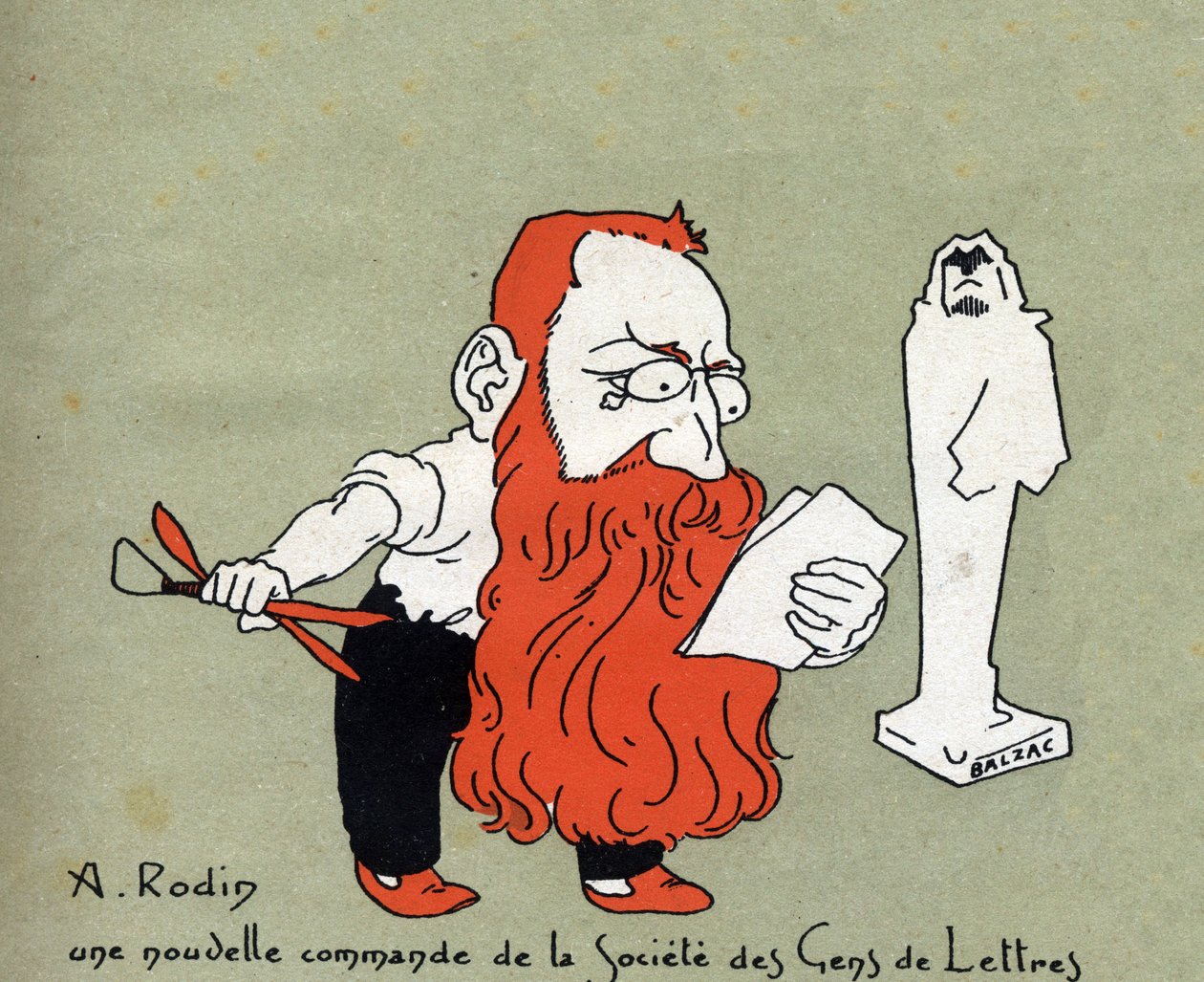 Auguste Rodinin sarjakuva Societe des gens de lettres