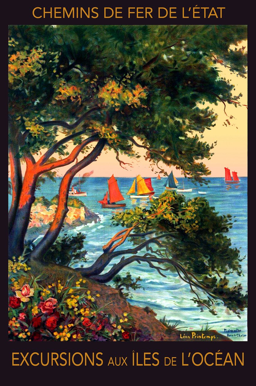 Retket Atlantin valtameren saarille, Noirmoutier, 1900-luvun alku (juliste) tekijältä Leon Printemps