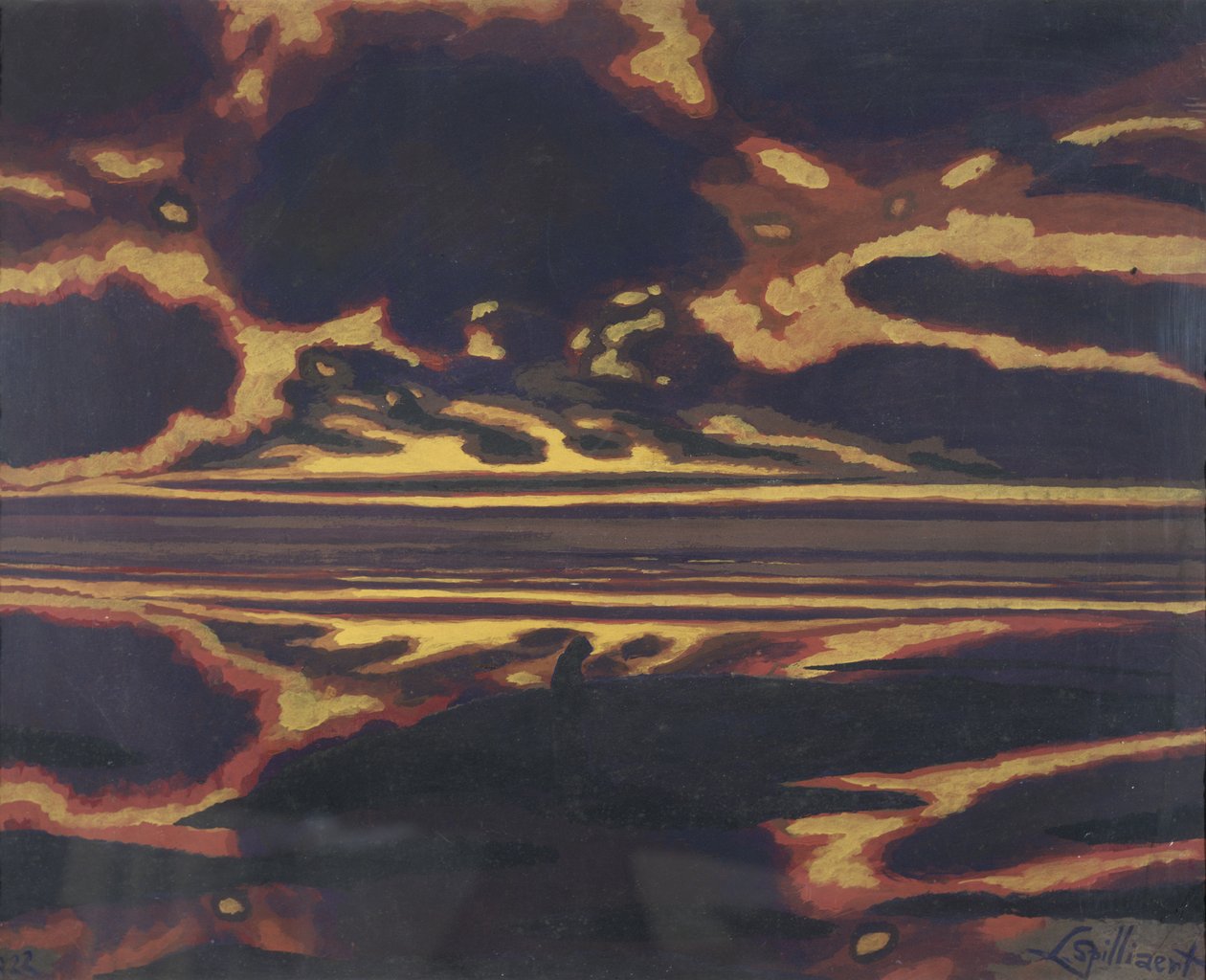 Merimaisema ja laskeva aurinko tekijältä Leon Spilliaert