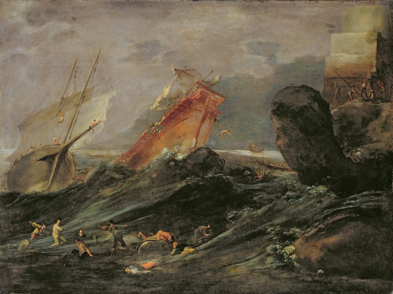 Haaksirikko kivirannalla, n. 1645-1650 tekijältä Leonard Bramer