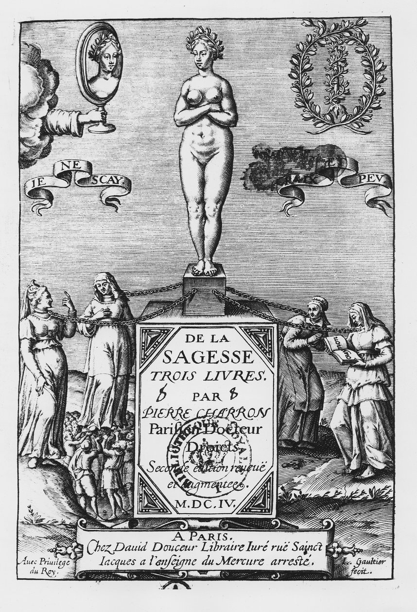 Pierre Charronin "De La Sagessen" etulevy, 1604 tekijältä Leonard Gaultier