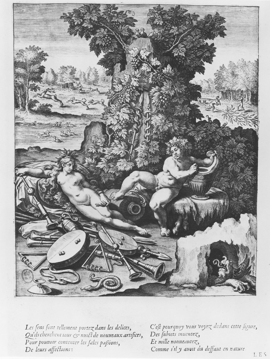 "Les Isles", levy levyltä "Les Images ou Tableaux de Platte Peinture des Deux Philostrates Sophistes Grecs", kirjoittanut Blaise de Vigenère, 1615 tekijältä Leonard Gaultier