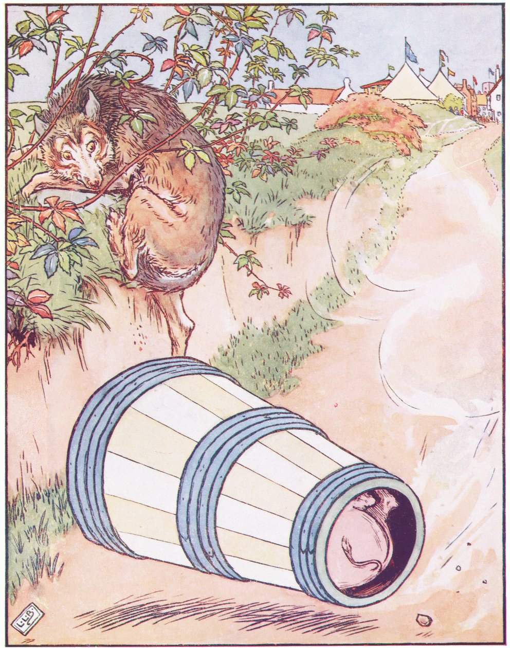 Vaippa alkoi rullata ja rullasi alas mäkeä sika sisällä tekijältä Leonard Leslie Brooke