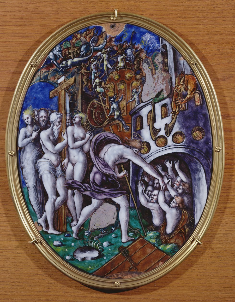Kristuksen laskeutuminen Limboon, 1557 (maalattu emali) tekijältä Leonard Limosin